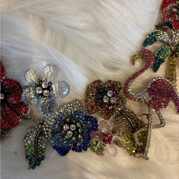 Eye Candy PINK FLAMINGO Floral Necklace - Picture 6 of 8